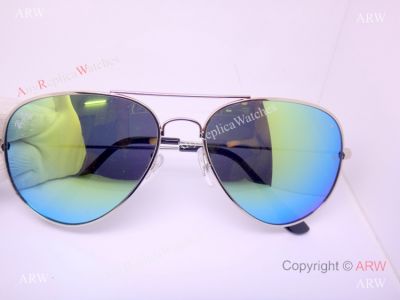 Replica RayBan Aviator Sunglasses Flash Lens Silver Frame